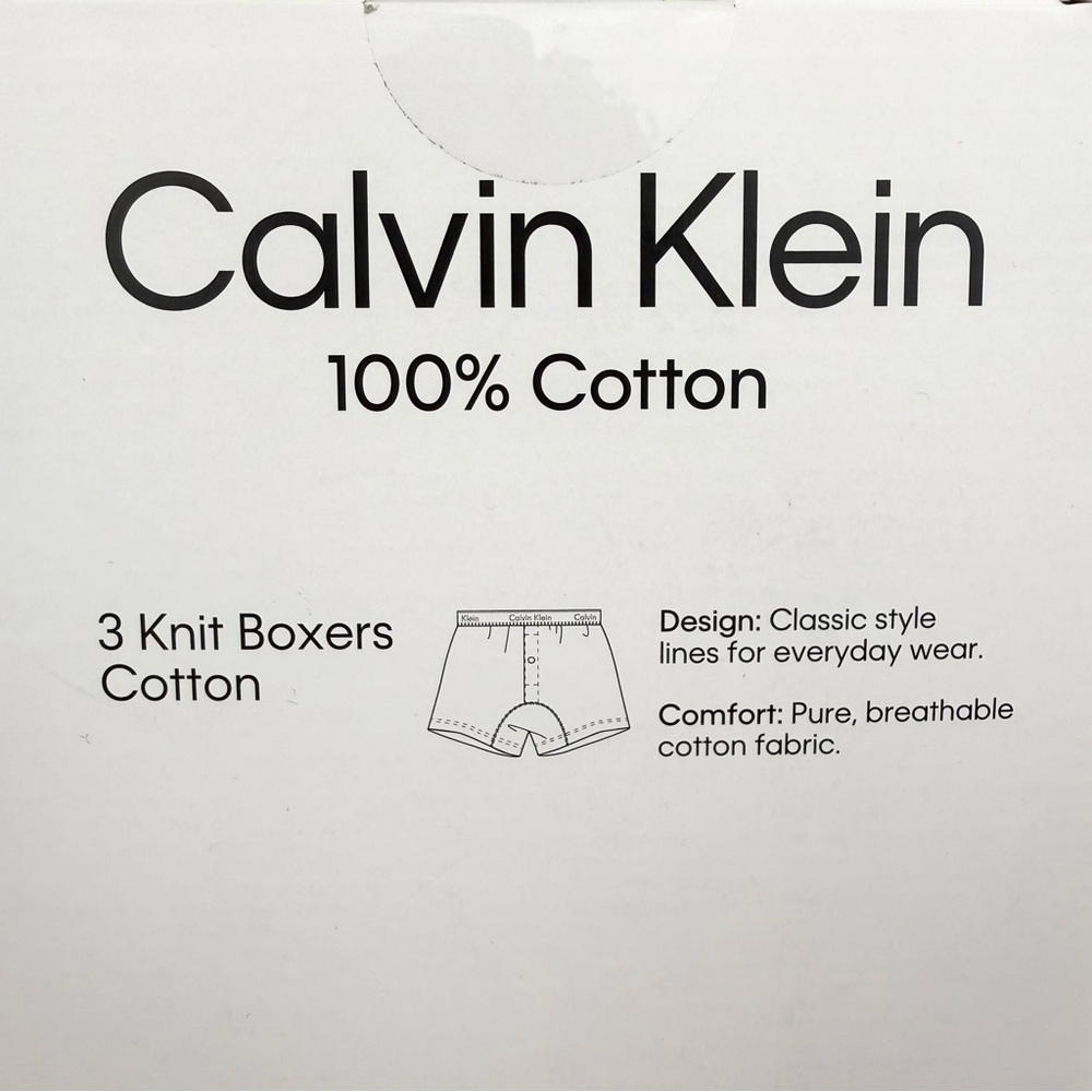Calvin Klein NEW 3 Pack Men's 100% Cotton Classic Fit Boxers Black Size XL - Picture 3 of 6